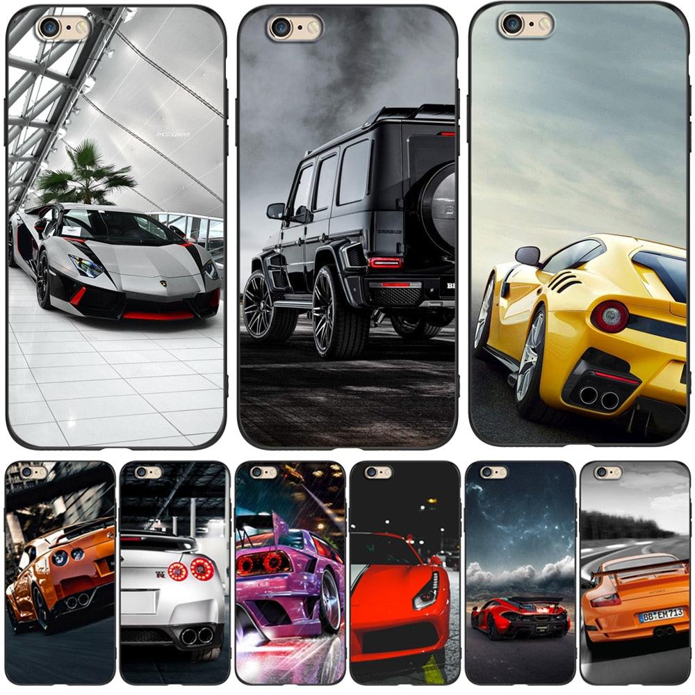 Cute Cover Soft Silicone Print Cars Print Phone Case For Iphone 5s 5 S Se 2016 4.0" Case Phone Cover On  Iphone 6s 6 S Plus Funda Bumper Black Case Sport Race Car Stevvex