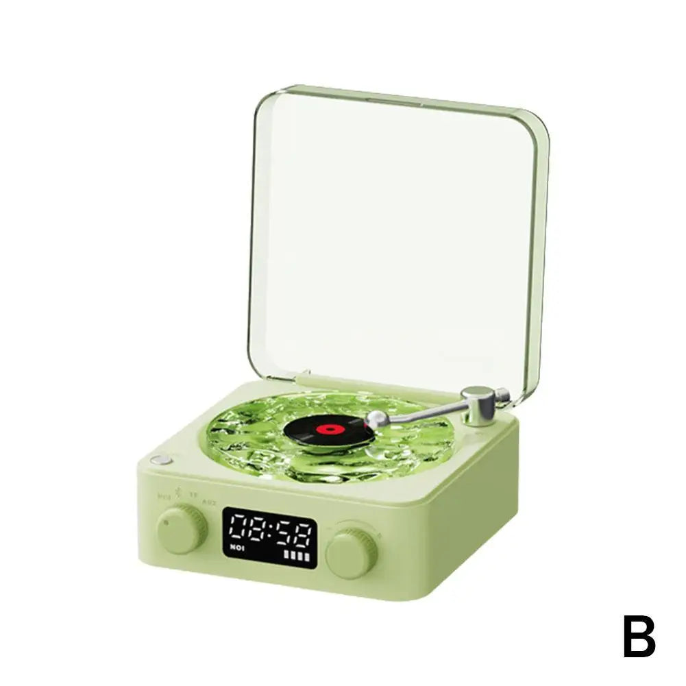 Turntable Bluetooth Speaker With LED Ocean Clock,Hi-Fi Mood Light Audio System For Home Decor & Birthday Gifts Lootquake LLC