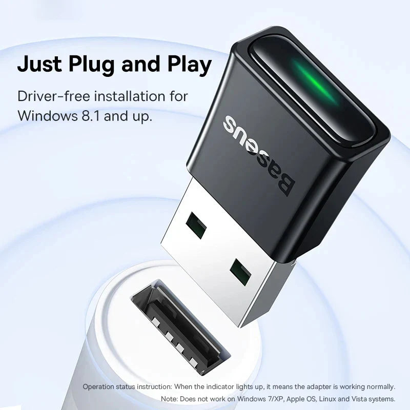 Baseus USB Bluetooth Adapter Bluetooth 5.3 Dongle Adaptador for PC Laptop Wireless Speaker Audio Receiver USB Transmitter Lootquake LLC