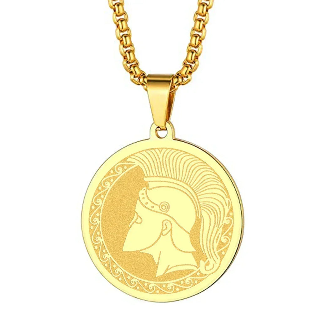 Mens Ancient Greek God Spartan Warrior Pendant Gladiator Necklace Women Mythology Spartan Helmet Charm Neck Chain Amulet Jewelry