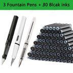 33 Pcs Kawaii Fountain Pen Replaceable Ink Set Black/Blue/Red ink EF 0.38mm School Pens Office Supplies Stationery for Writing Lootquake LLC