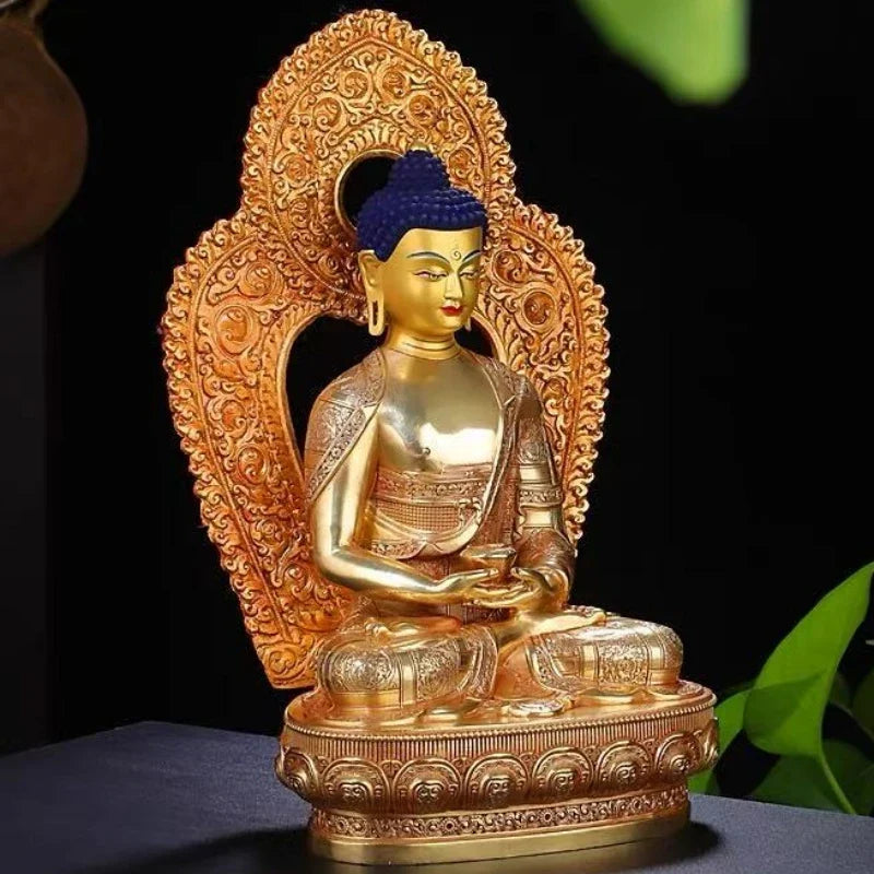 Amitabha Buddha Statue Buddhist Item,Backlight Brass Exquisite Nepal Tantric Altars Home Decorative Amitabha Buddha Figurine Lootquake LLC