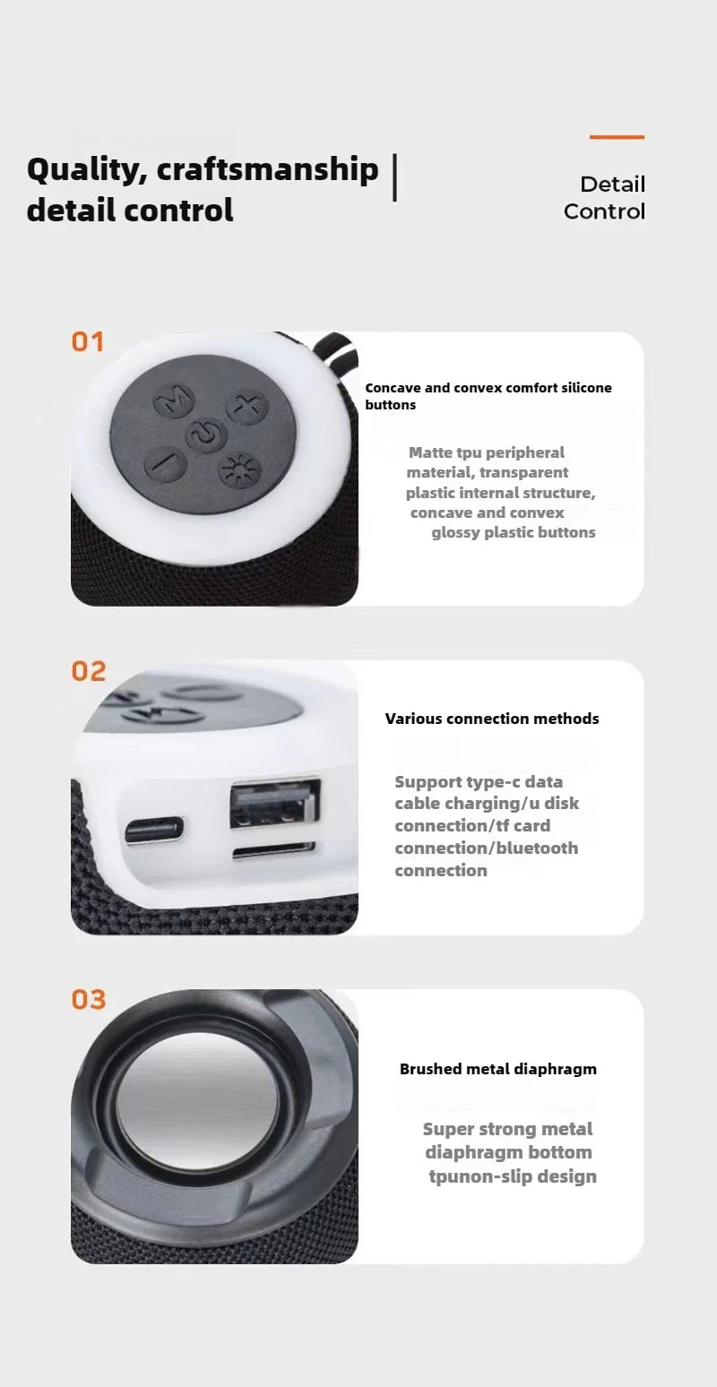 Outdoor portable wireless Bluetooth speaker, subwoofer, car and home with colorful lights, atmospheric small mini speaker Lootquake LLC
