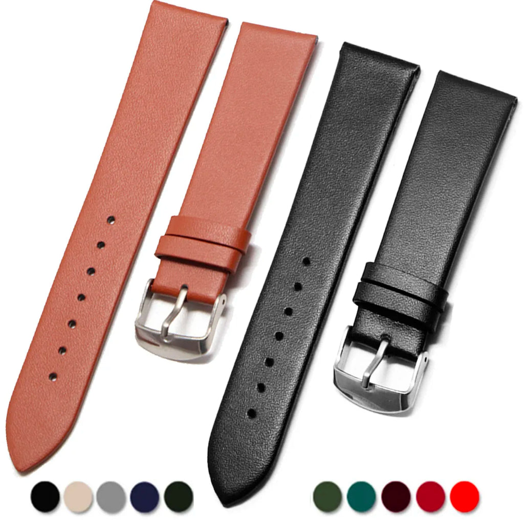 Polar Calf Leather Watch Band for Smartwatch - Genuine Leather, Silver Buckle