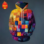 Men's hoodie 3D printed simulation sewing plaid sweatshirts fashion men's clothing Pi-Mart