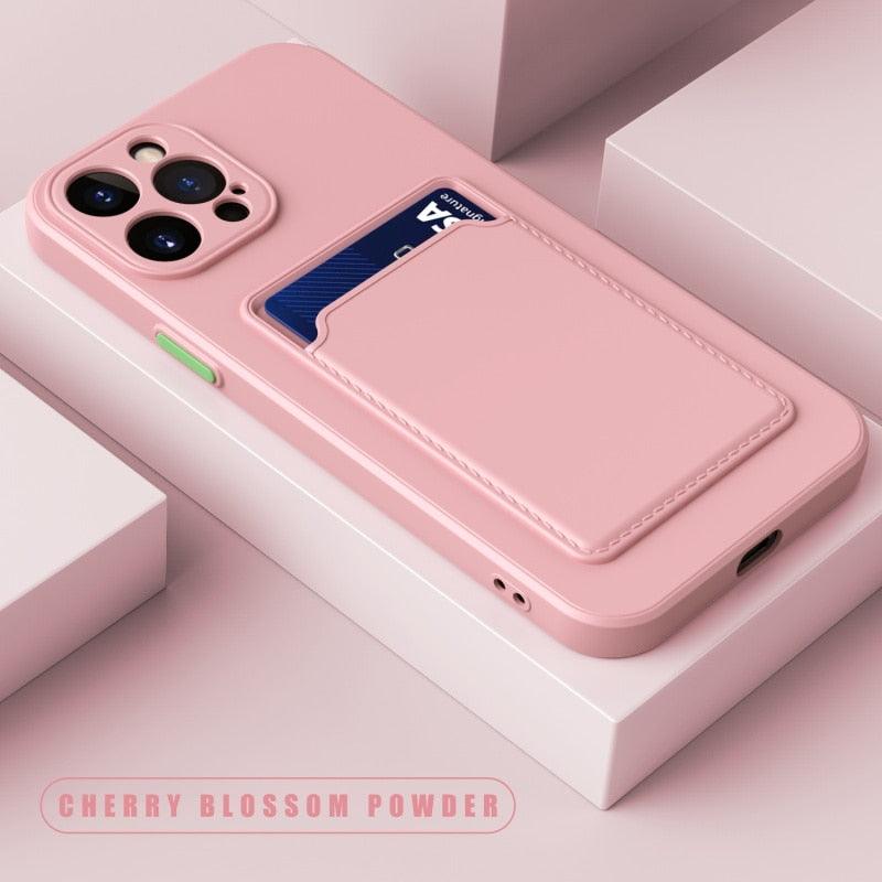 White Soft Wallet Card Holder Phone Case For iPhone 11 12 13 Pro Max Camera Protective Case Wallet Holder Cover Soft Portable Silicone Back Cover Durable Phone Case Stevvex