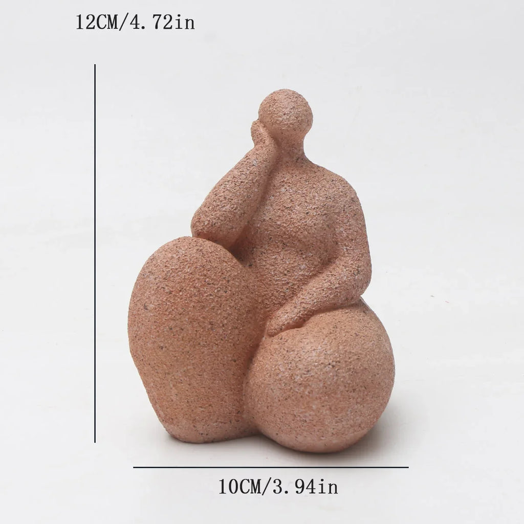 1pc, Sandstone Resin  Chubby Woman Statue  Handmade Sandstone Abstract Art Home Living Room Office Cabinet Tabletop Entryway Dec Lootquake LLC