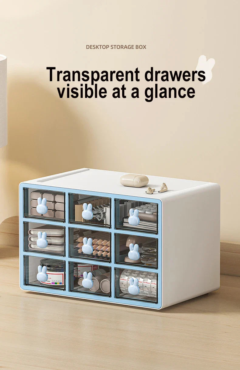 Desktop Storage Box Transparent Drawer Home Storage Box Stationery Box Office Files Stationery Organizer Cosmetics Drawer Box