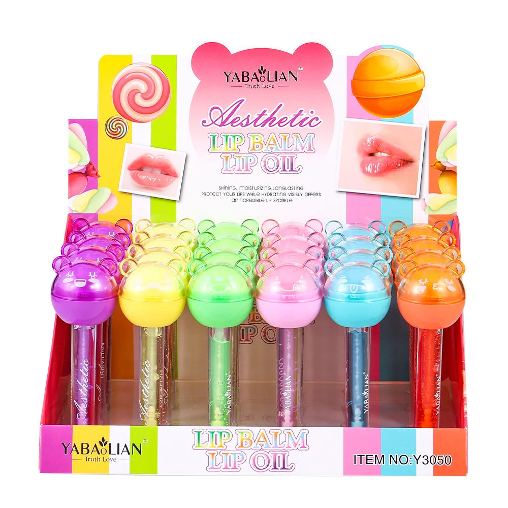 2 In 1 Cute Lollipop Lip Gloss Moisturizing Lip Plumper Lip Balm Lipstick Mineral Oil Lip Nutritious Lips Care Makeup Cosmetics Lootquake LLC
