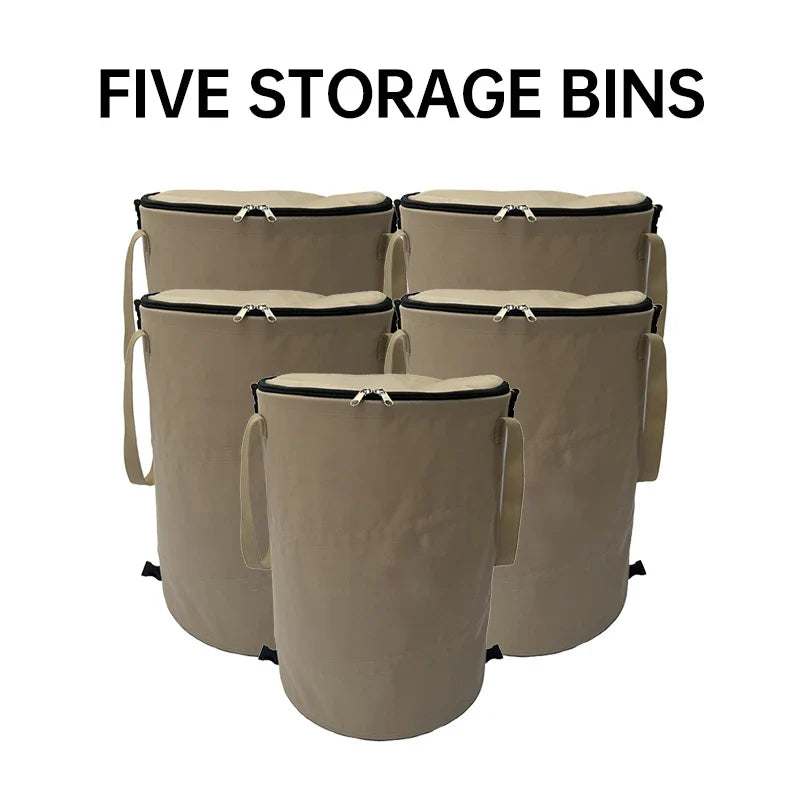 Camping Trash Can Pop-up Circular Storage Pail Canvas Foldable Recycling Bin Outdoor Garbage Garden Yard Garbage Bag