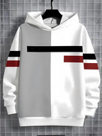 The 2025 autumn new children's casual hoodie with 3D line printing and fashionable color-blocking pullover Pi-Mart