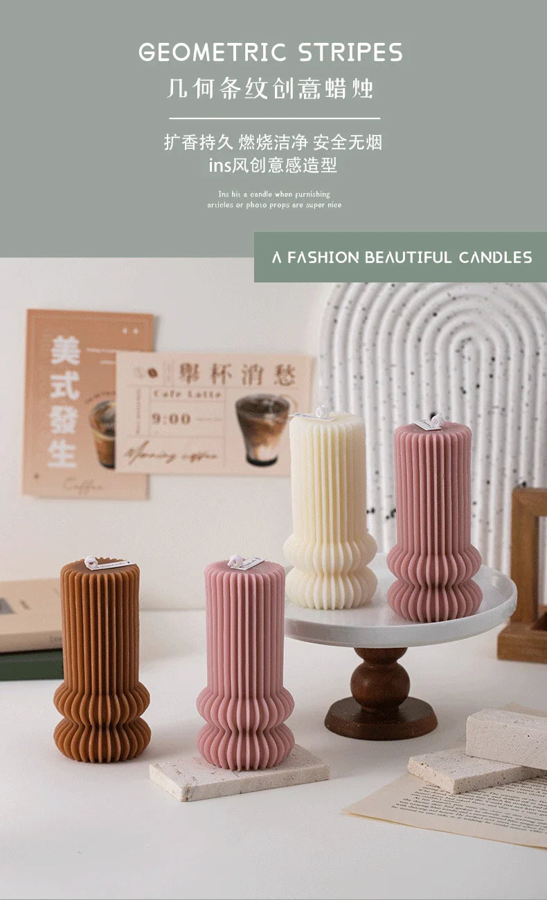 U Shaped Candle Scented Candles Ribbed Aesthetic Home Decorative Candles Smokeless Personalized Candles Guest Gift Lot Lootquake LLC