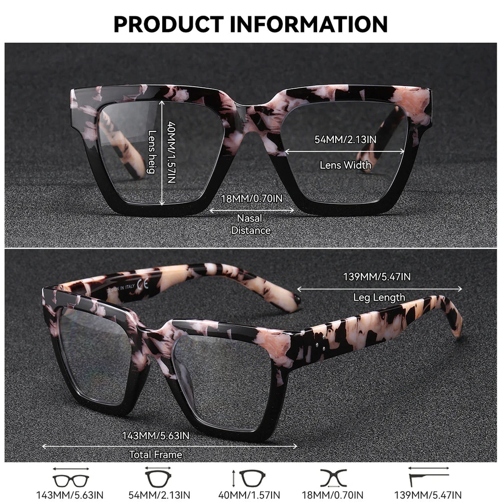 BARCUR Large Fashionable Frame Pink Reading Glasses for Women – Stylish Square Thick Frame Eyewear with Multi-Degree Options for Men & Women – Lightweight Blue Light Blocking Computer Glasses with White Gift Box for Home Office & Study Stevvex