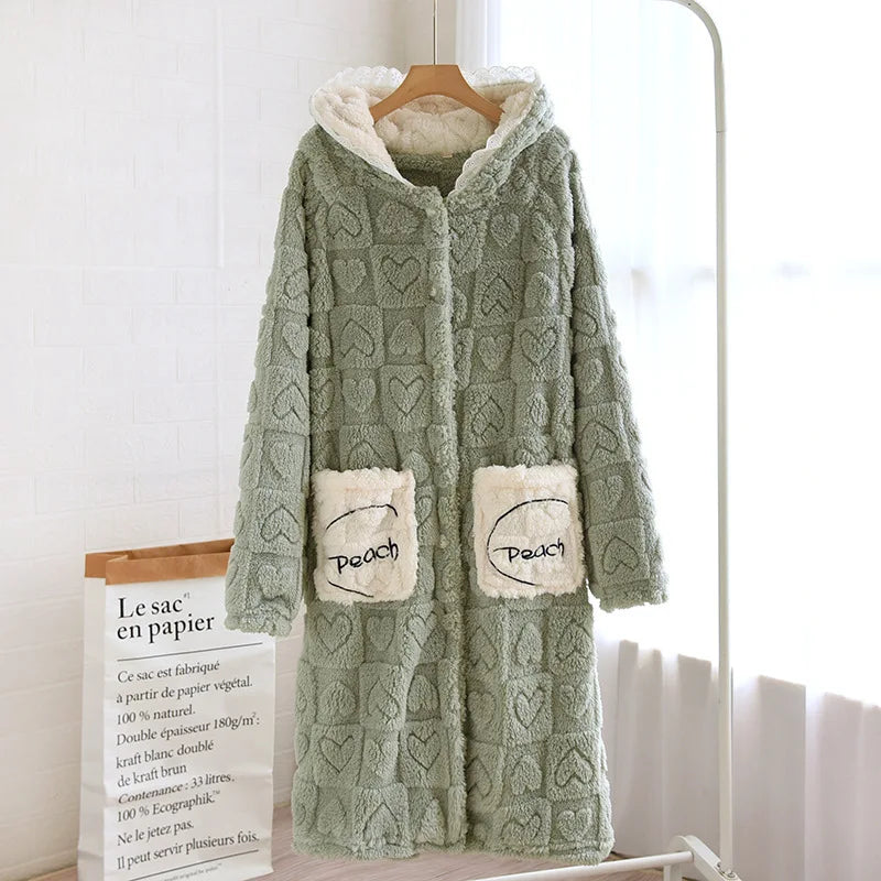 Autumn Winter Sleepwear For Sleeping Warm Hooded Robe Women Pajamas Bathrobe Woman Clothing Pijama Mujer Flannel Pyjama New Hot Lootquake LLC