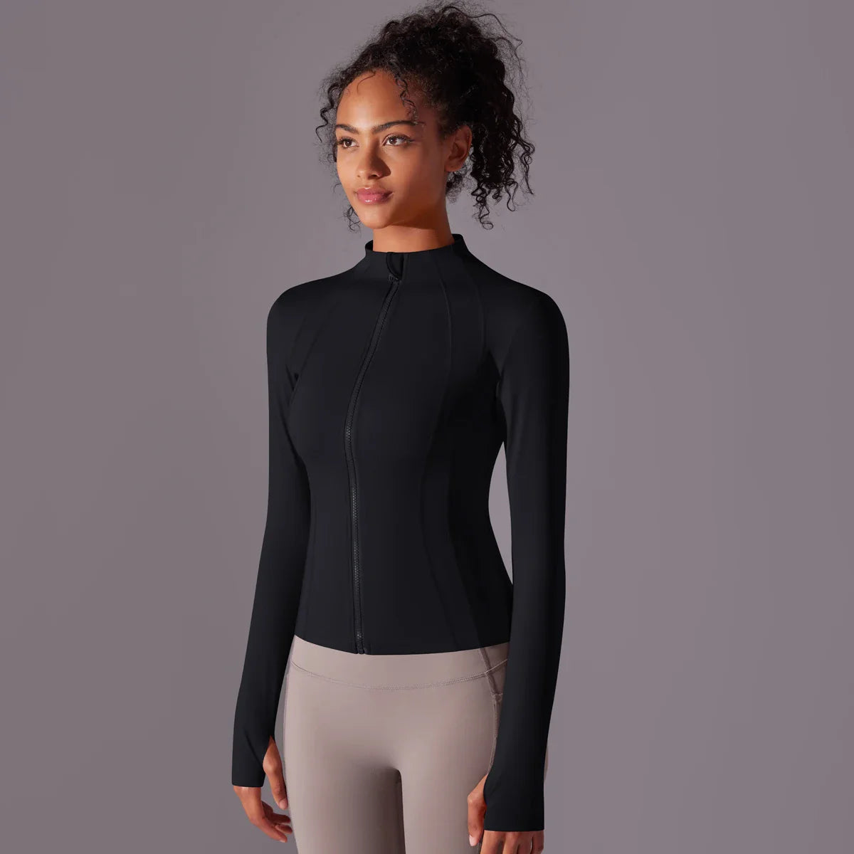 Women's Full Zip Yoga Top With Thumbholes - SJB-DIAMOND ELITES