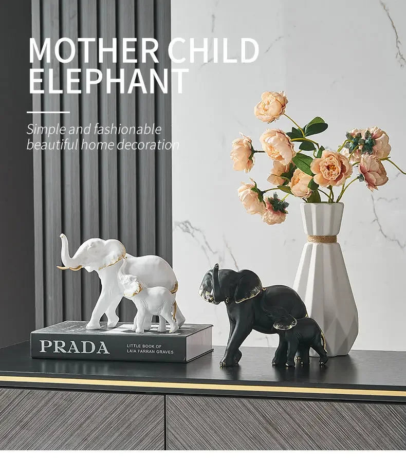 1pairs Creative Modern Decor Animal Resin Elephant Statues & Figurines Sculpture Living Room Table Ornaments Crafts Lootquake LLC