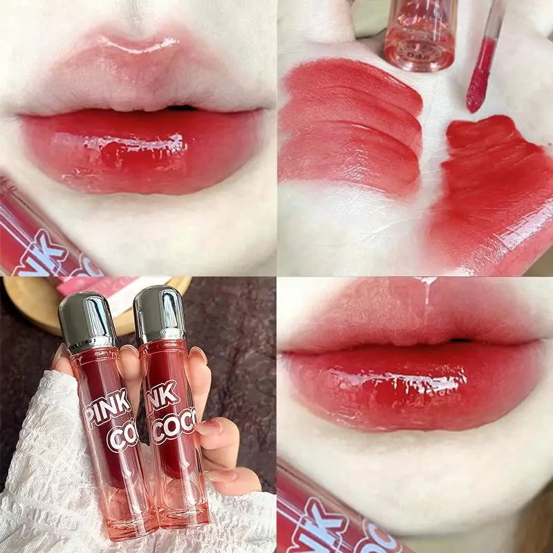 Dark Red Brown Mirror Lip Glaze Water Light Moisturizing Non-stick Cup Highly Pigmented Red Liquid Lipstick Lips Makeup Cosmetic Lootquake LLC