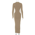 Hawthaw Women 2023 Autumn Winter Long Sleeve Party Club Streetwear Bodycon Black Long Dress Wholesale Items For Business