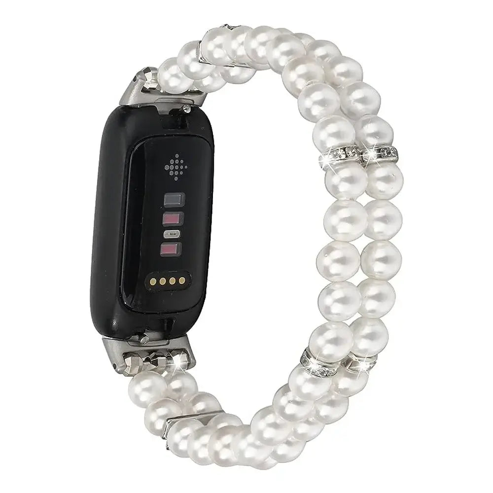 Fitbit Inspire 3 Elastic Pearl Band – Stylish Beaded Stretch Strap - SJB-DIAMOND ELITES