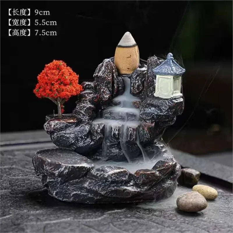 Incense Burner Mountains River Waterfall Fragrance Fireplace Backflow Aroma Smoke Zen Censer Holder Decoration for Home Lootquake LLC