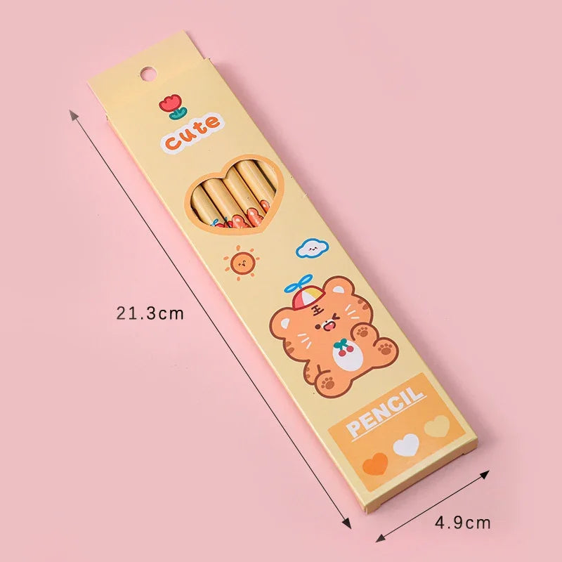 6Pcs/box Kawaii HB Pencil with Eraser Wooden Pencil for Children Drawing Writing Student School Office Supplies Stationery Lootquake LLC