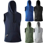 Men's Quick-Dry Gym Hoodie T-Shirt Black