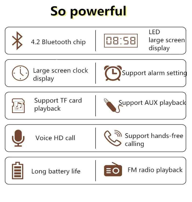 Wooden Bluetooth Speaker Portable Wireless Subwoofer Clock Soundbox Home Computer Echo Wall Soundbar HiFi Stereo TF AUX U Disk Lootquake LLC