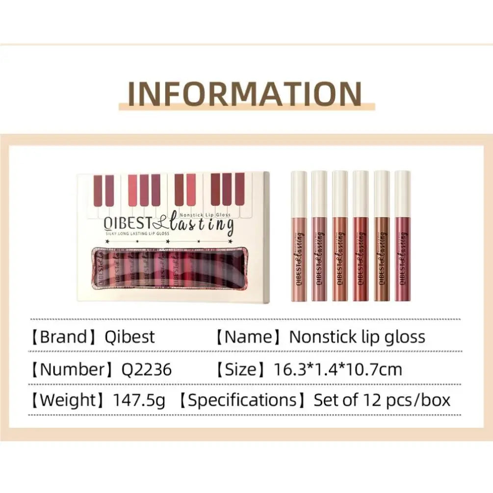 Luxury Matte Lip Gloss Set 12 Waterproof Shades Non Sticky Long Lasting Lipstick Kit For Daily Party Makeup Lootquake LLC