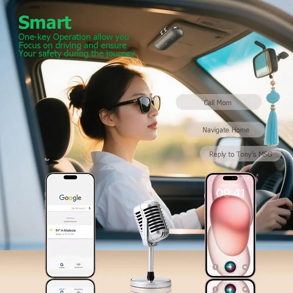 Bluetooth 5.4 Speaker Handsfree Car Kit Sun Visor Clip Wireless Audio Receiver Speakerphone Loud Music Player Dual Microphone Lootquake LLC