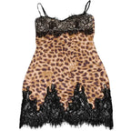 JULISSA MO Patchwork Printed Leopard Lace Women Mini Dress Spaghetti Strap High Waist Dress Summer Slim Elegant Party Club Dress