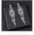 Trend Crystal Drop Earrings – Elegant Long Dangle For Bridal | Femstylo