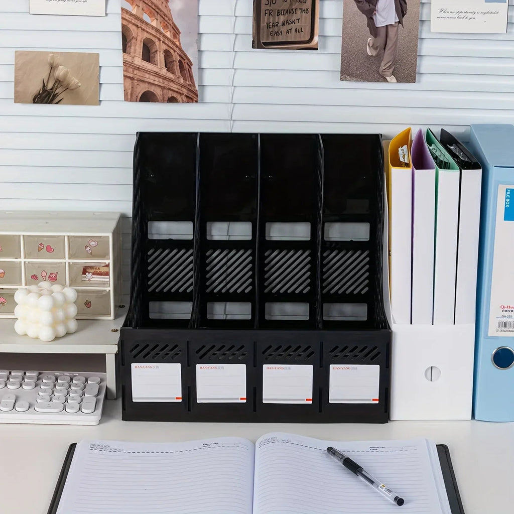 Detachable A4 Document Organizer - Desktop Bookshelf & File Holder, Durable PP Material, Office Supplies Storage Rack Lootquake LLC