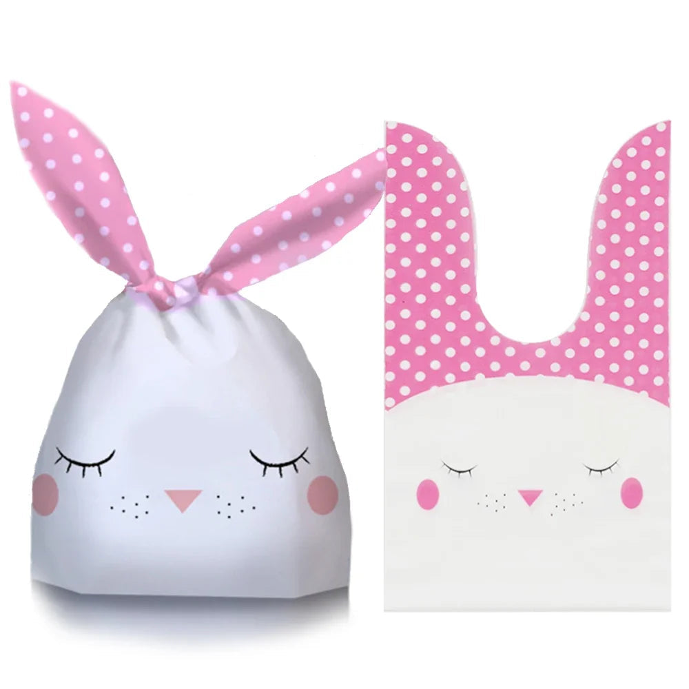 50Pcs Easter Rabbit Ear Bags Cookie Candy Gift Plastic Bags Pouch Baking Packaging for Biscuits Easter Decoration 2024 Birthday Lootquake LLC