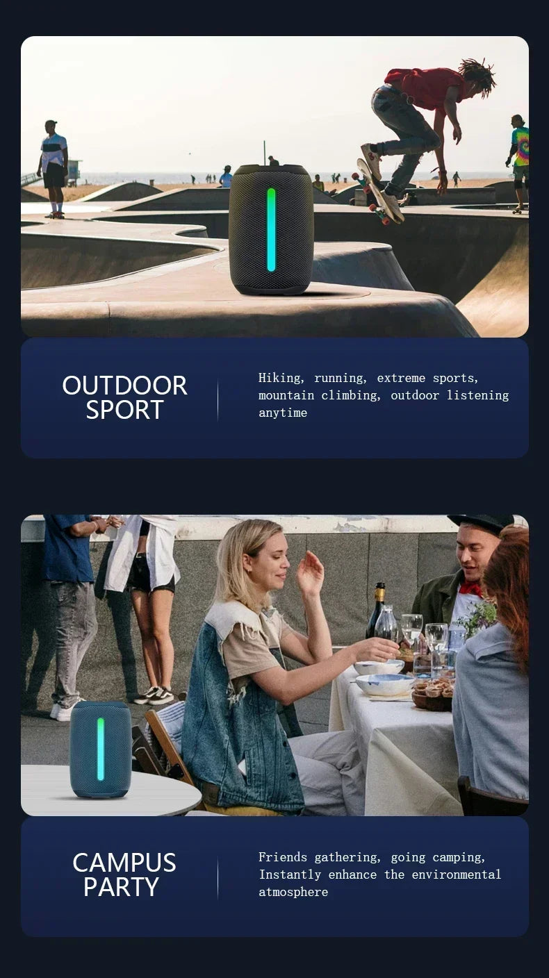 Super Powerful Wireless 5.3 Bluetooth Speaker RGB Light Caixa De Som Enhanced Bass IPX6 Waterproof Subwoofer 3D Stereo Sound Box Lootquake LLC