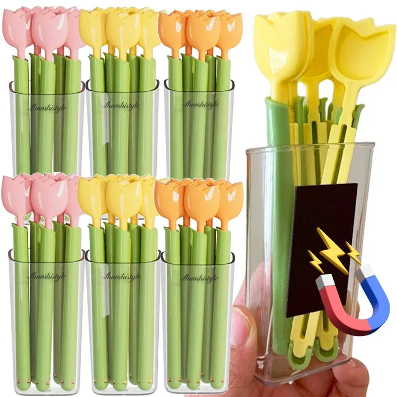 5Pcs Tulip Seal Clips Kitchen Food Snack Seal Sealing Bag Clips with Magnetic Storage Box Reusable Bag Sealer Home Storage Tools Lootquake LLC