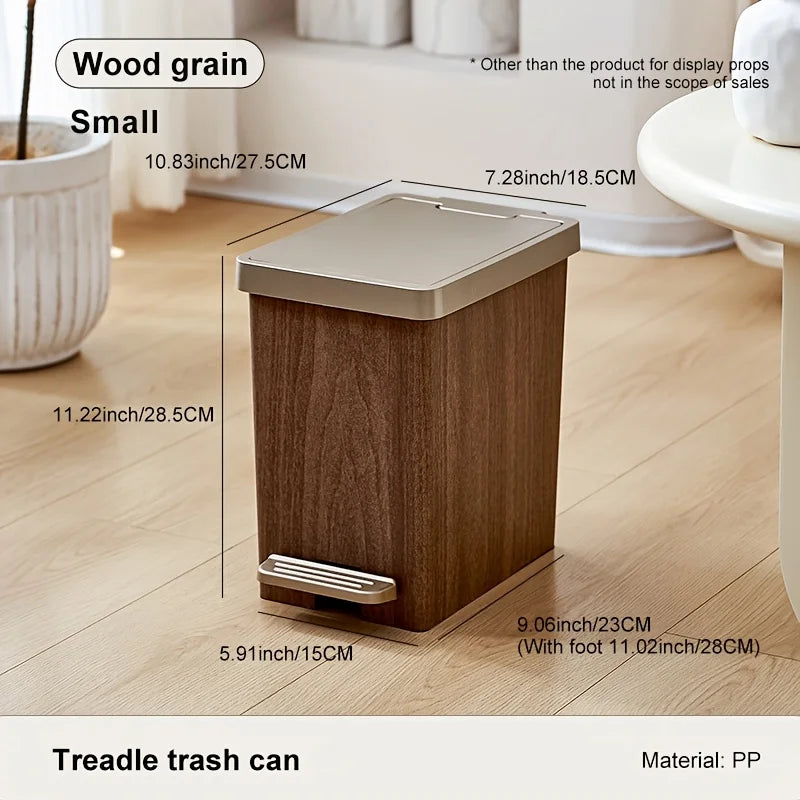 Large Capacity Trash Can，Elegant Wood Grain Design。Durable Plastic，Mute off，Save Space。Suitable for Kitchen、Bathroom、Office、Bedr Lootquake LLC