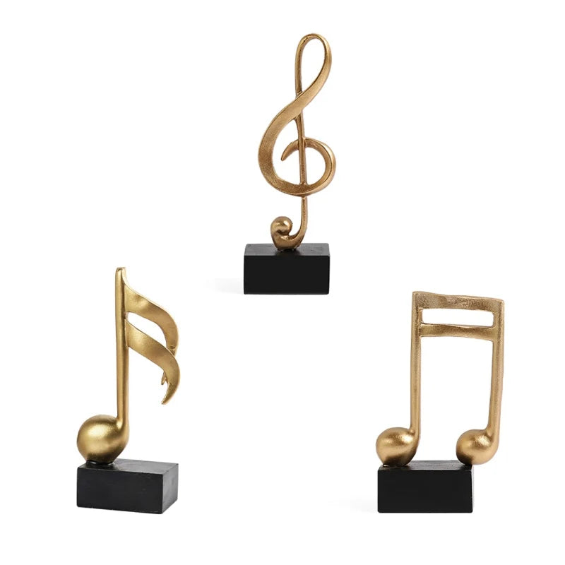 Musical Note Figurines Home Decoration Resin Golden Sculpture Home Decor Desk Piano Office TV Cabinet Ornaments Souvenirs Lootquake LLC