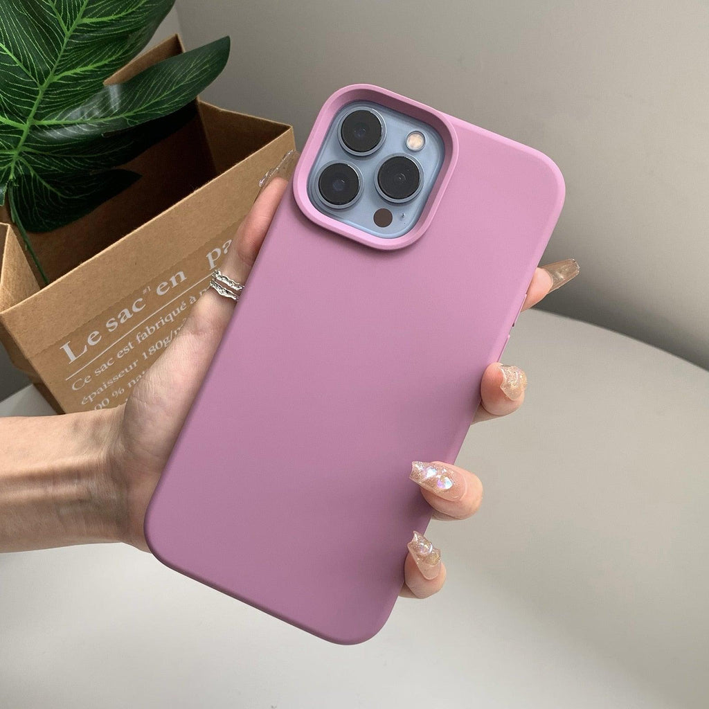 Silicone Soft Thick Protective Rubber Phone Basic Case For iPhone 14 13 Pro Max Case Luxury Silicone Phone Case for iPhone Solid Color Classic Camera Protection Case Stevvex