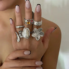 Ingemark Irregular Metal Flower Open Ring - Baroque Imitation Pearl Jewelry Femstylo