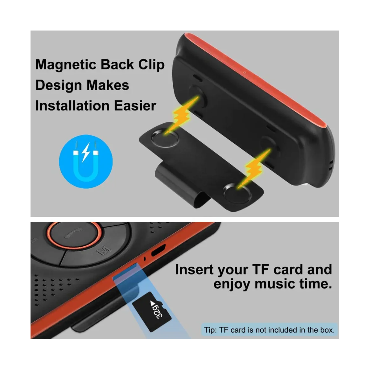 Car Bluetooth Speaker Bluetooth in Car Speakerphone for Handsfree Talking, Wireless Car Music Player with Visor Clip Lootquake LLC