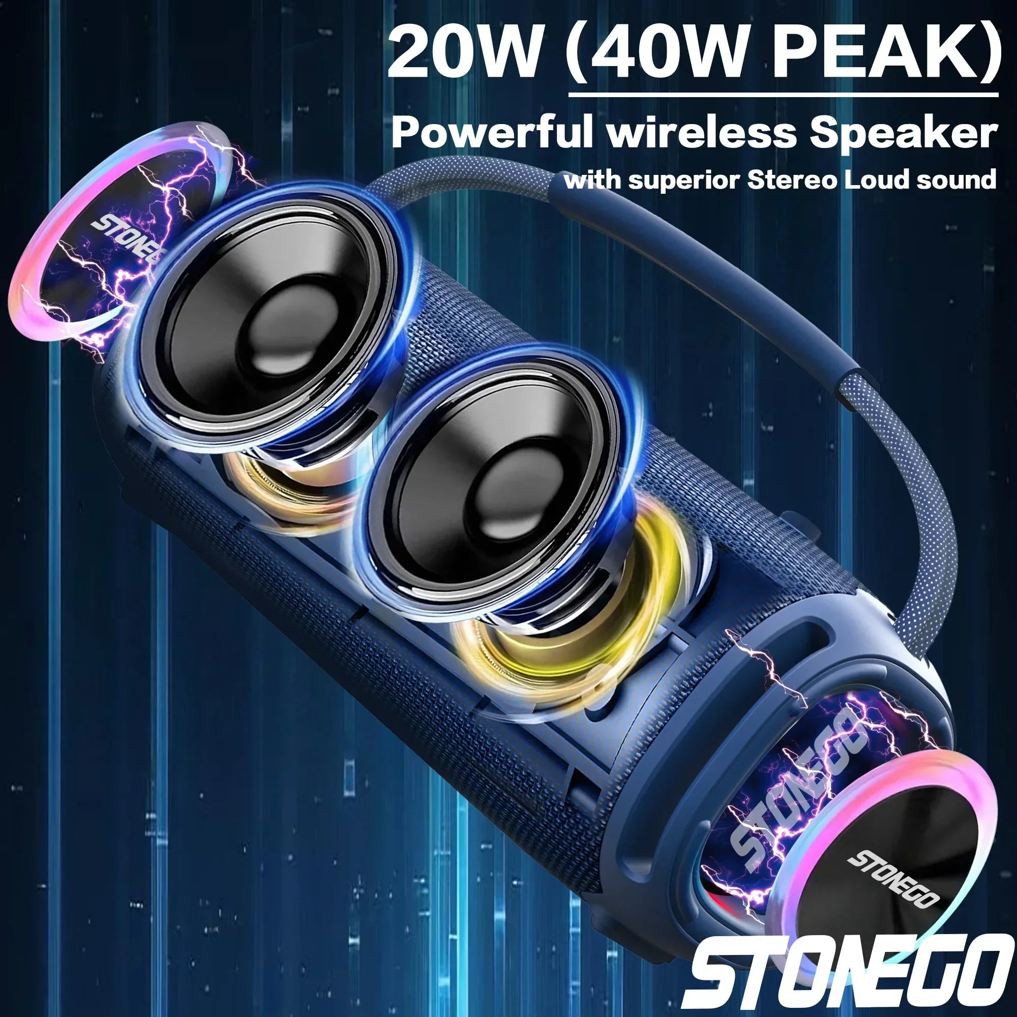 Outdoor Portable Bluetooth 53 Wireless Speaker IPX6 Waterproof High Power Audio RGB Lantern Subwoofer Lootquake LLC