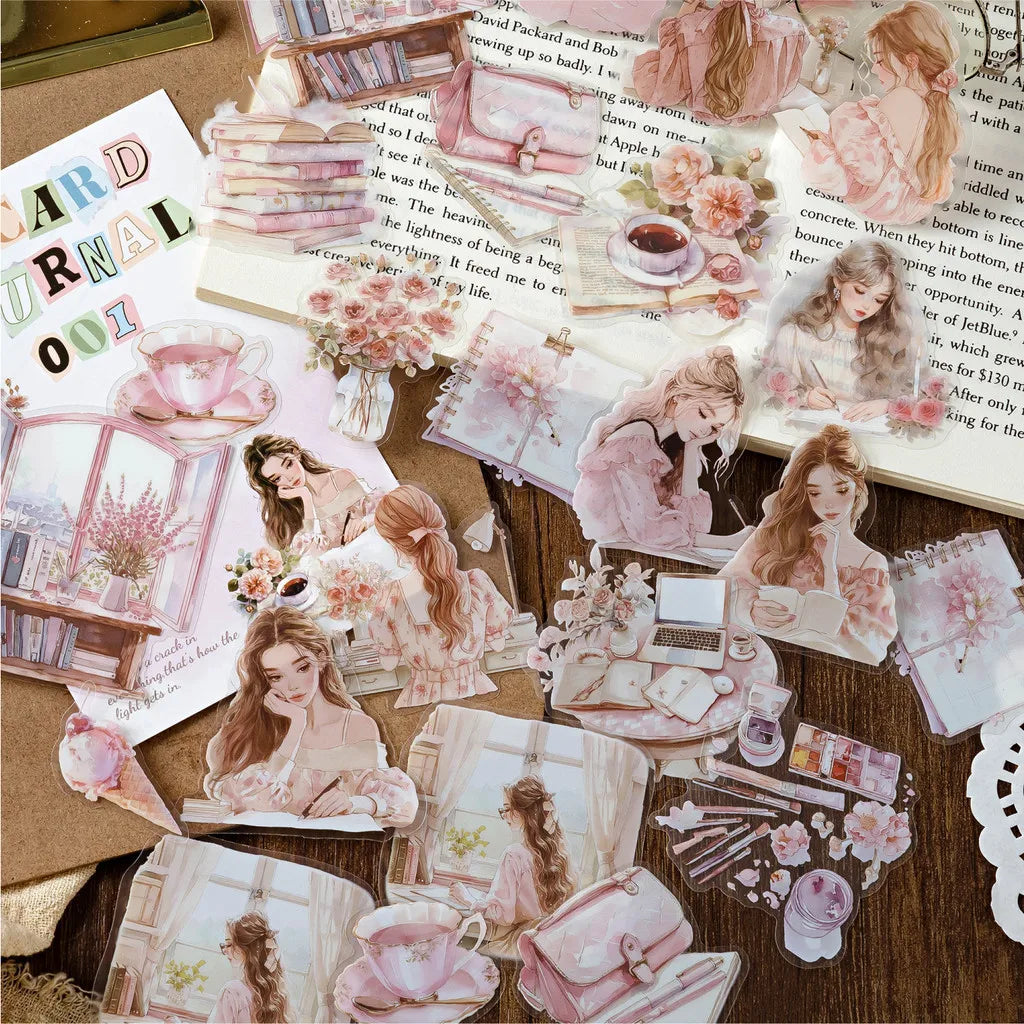 Journamm 40pcs/pack PET Materials Character Sticker DIY Scrapbook Collage Supplies Creative Decor Stationery Aesthetics Stickers Lootquake LLC
