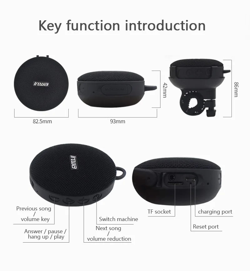 Bicycle Bluetooth Portable Wireless Sound Box with Bracket Handlebar Speaker Waterproof Subwoofer for Scooter Outdoor