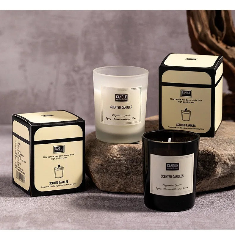 1Pc Modern European Plant Scent Aromatherapy Candle Living Room Bedroom Air Purification Enduring Fragrance Candle Cups Decor