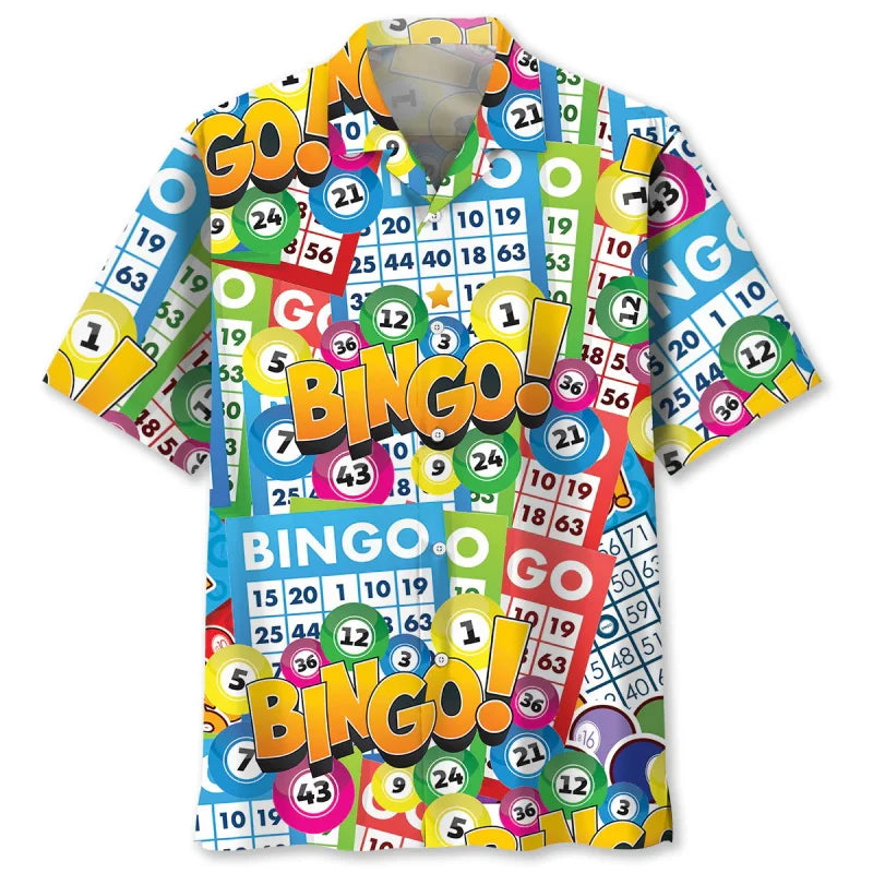 Full Print Mens Retro Bingo Game Hawaiian Shirt New In Summer Short Sleeve Button Up Beach Blouse Casual Men's Aloha Shirt Tops Lootquake LLC