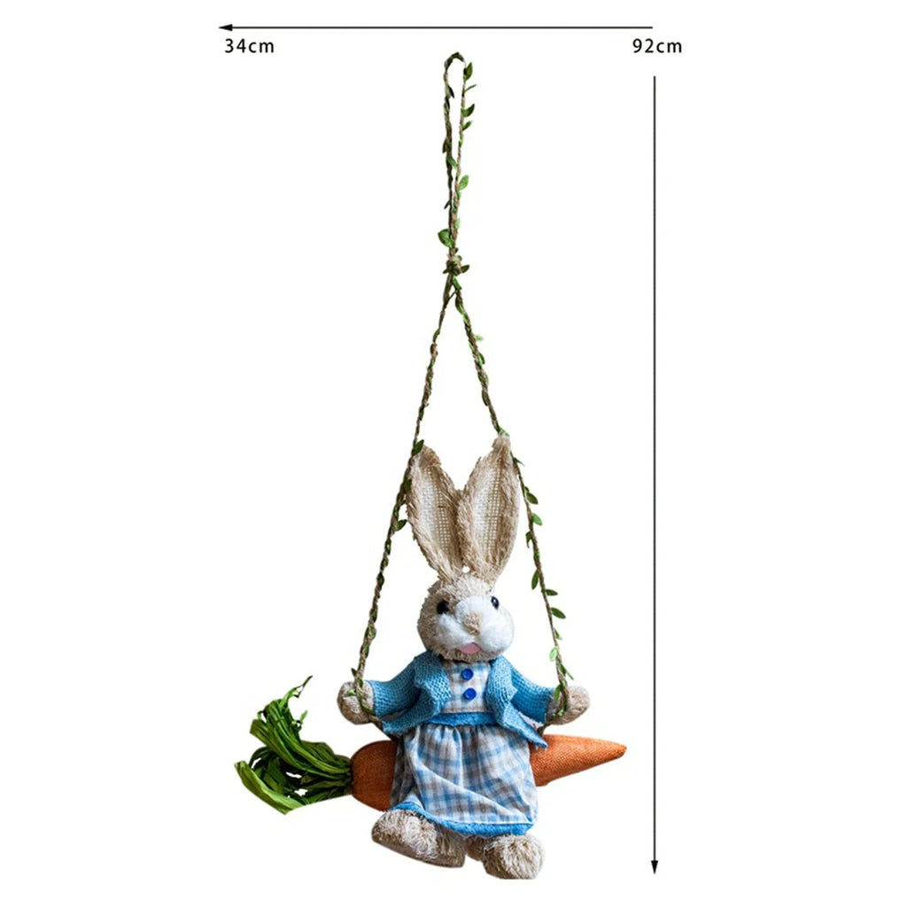 Easter Bunny Pendant Swing Rabbit Hanging Ornament for Dining Room Holiday Collections Display Home Decor Wedding Party Art Gift Lootquake LLC