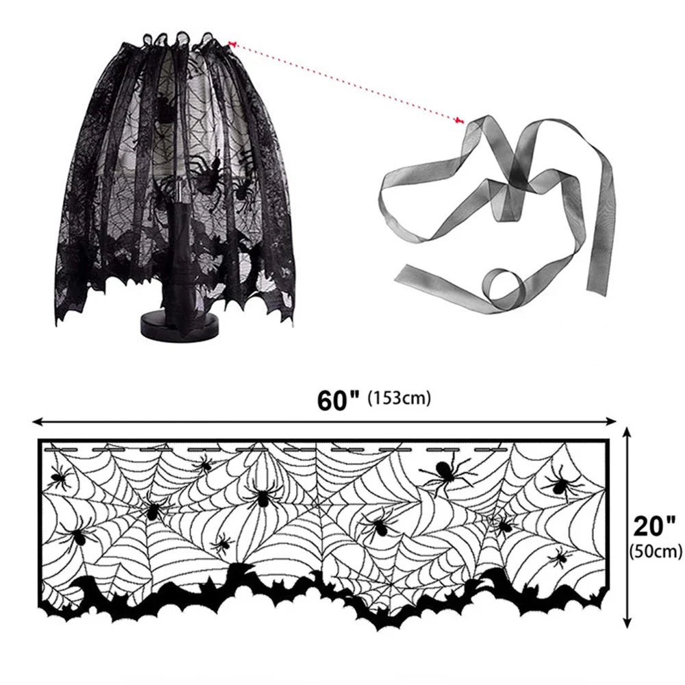 Halloween Decorations Set Spider Web Table Runner Fireplace Scarf Cover Tablecloth 3D Bats Wall Stickers Halloween Party Decor Lootquake LLC