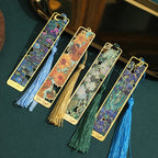 Metal Sunflower Hollow Bookmark Chinese Retro Painted Book Holder Tassel Pendant Kid Stationery Book Clip School Office Supplies Lootquake LLC