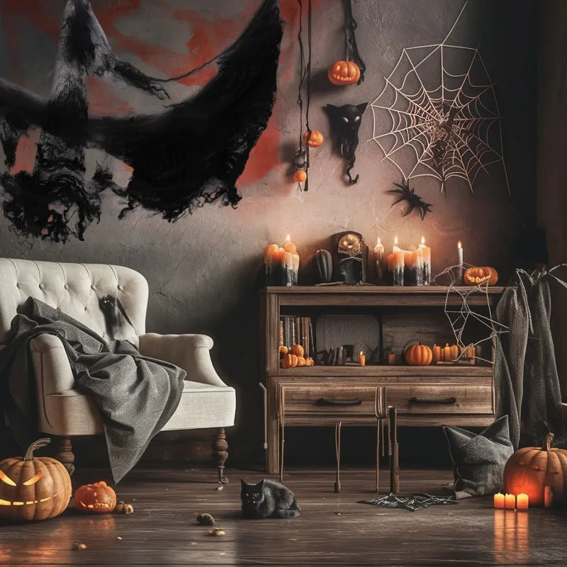 Halloween Decoration Party Accessories Decorations for Events Scream Festa Spider Web Black Outdoor Props Haunted House Spider Lootquake LLC