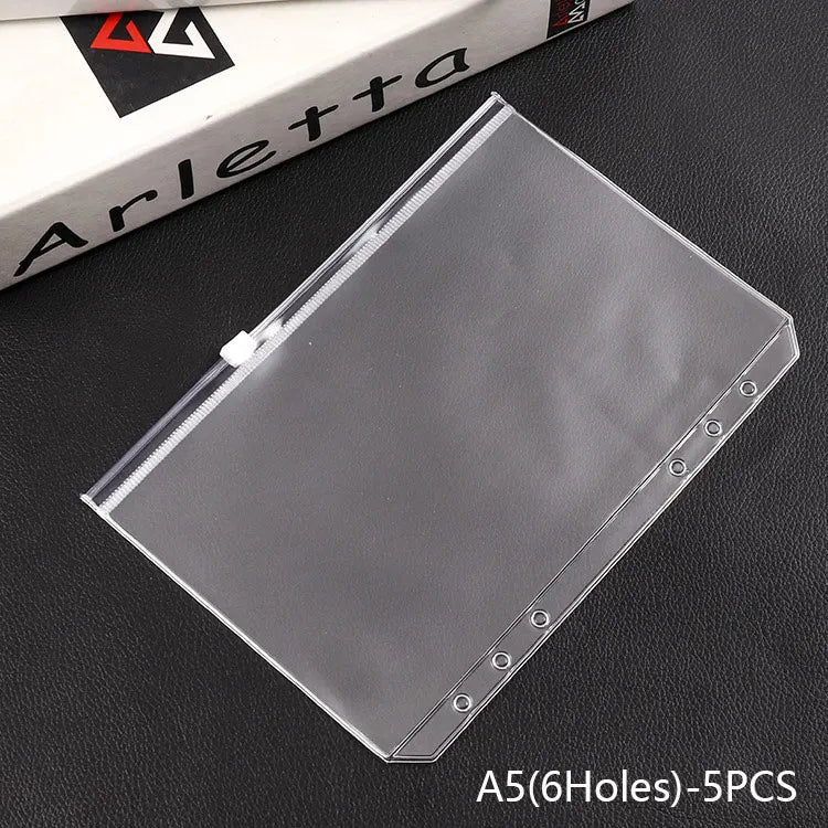 5pcs Transparent Zipper PVC Storage Bag Antioxidant Matte A5/A6 Cash Envelope Information Storage Folder School Office Supplies Lootquake LLC